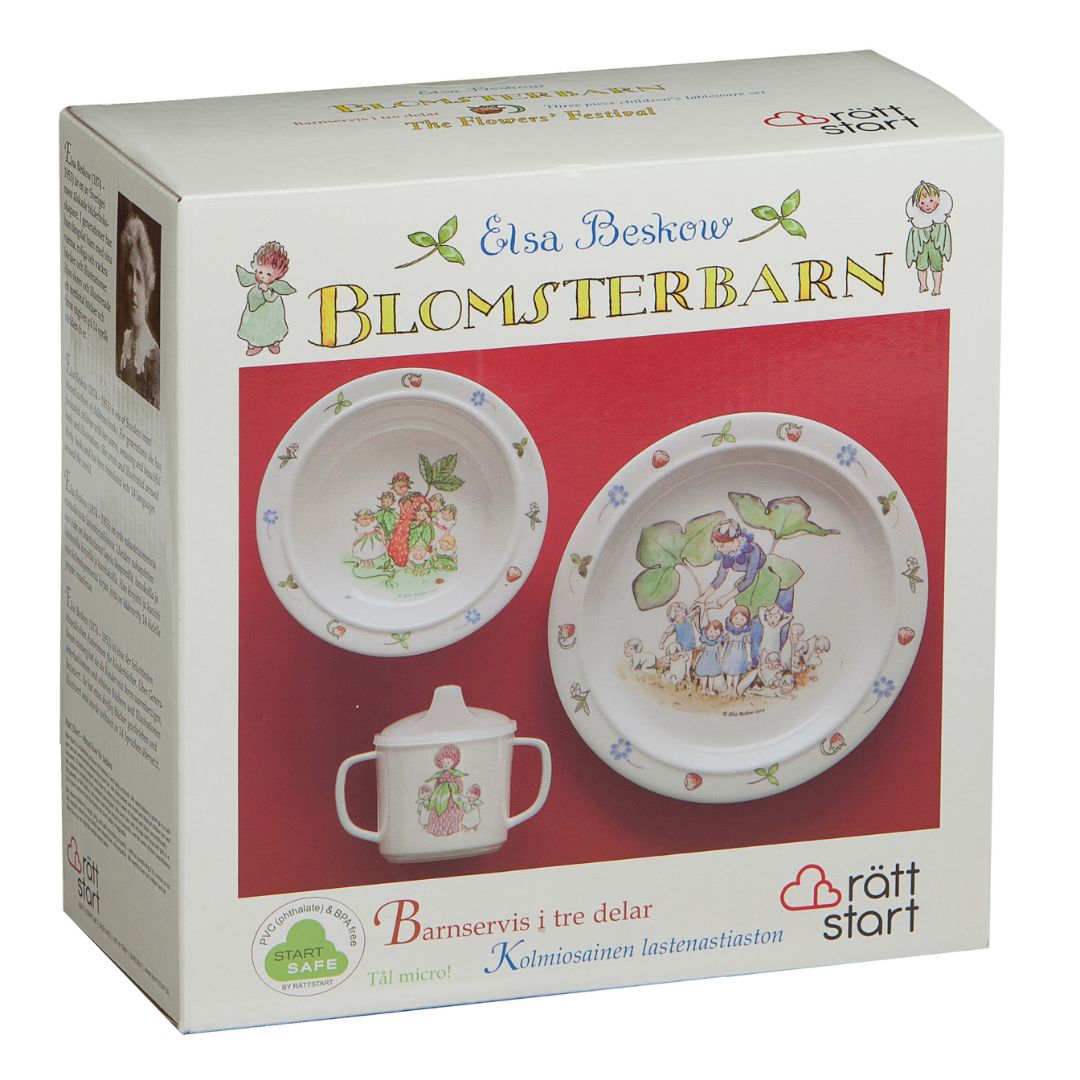 Right Start Elsa Beskow Flower Child, Lasten astiasto, 3 kpl