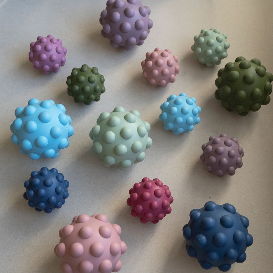 Tiny Tot Sensory Silicone Fidget Ball Baby sininen