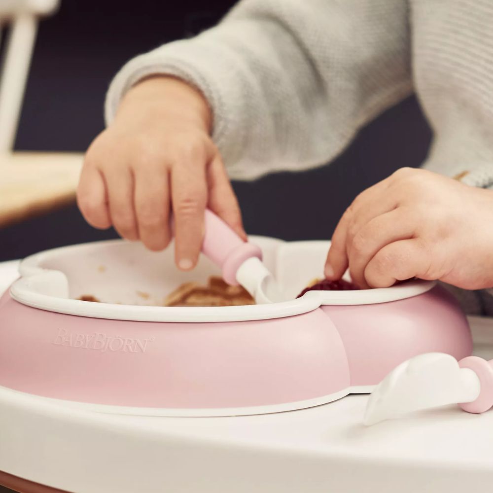 BABYBJÖRN Lasten lautanen, lusikka ja haarukka 2-sarja Vaaleanpunainen