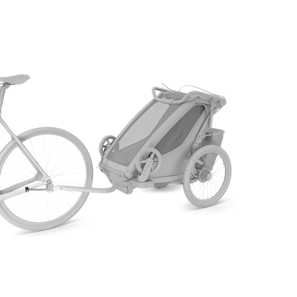 Thule-akselin kiinnike pikakiinnitysruuvilla ezHitch Chariot -vaunuihin
