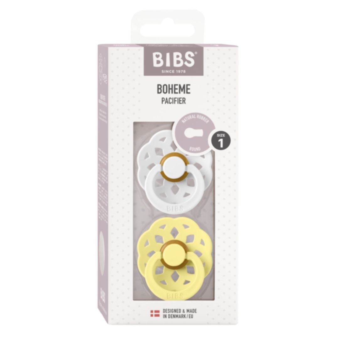 BIBS pöytäliina Boheme 2-pack 0-6m White/Sunshine (valkoinen/auringonpaiste)