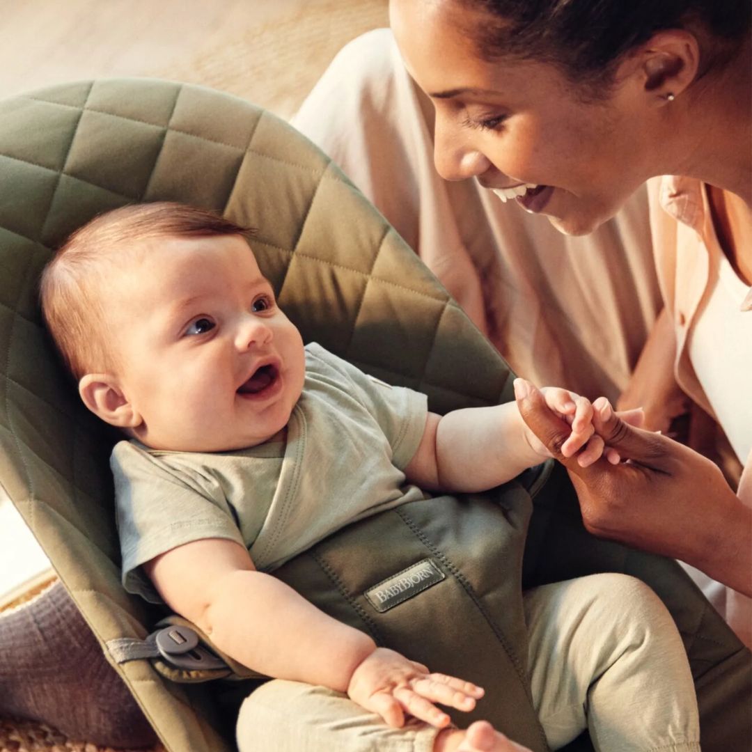 Babybjörn Babysitter Bliss puuvillaa kudottu tummanvihreä